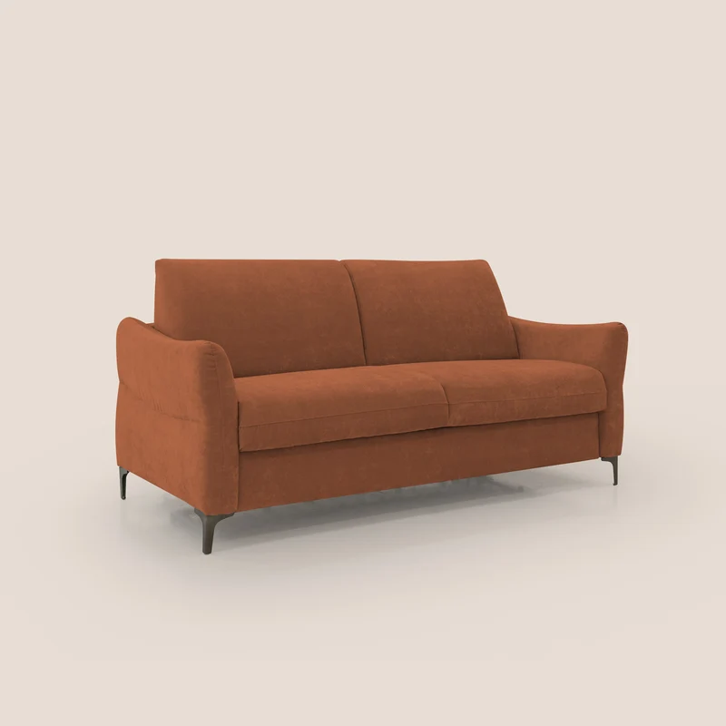 Dalia canapé convertible avec matelas H 18cm et pieds hauts en tissu détachable raffiné T17 orange