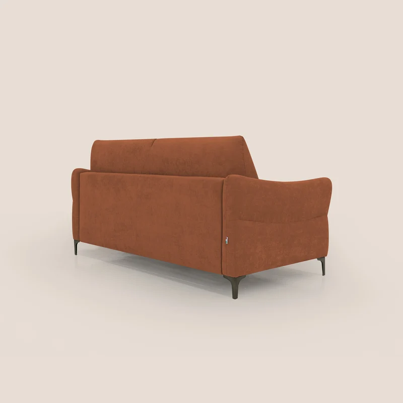 Dalia canapé convertible avec matelas H 18cm et pieds hauts en tissu détachable raffiné T17 orange