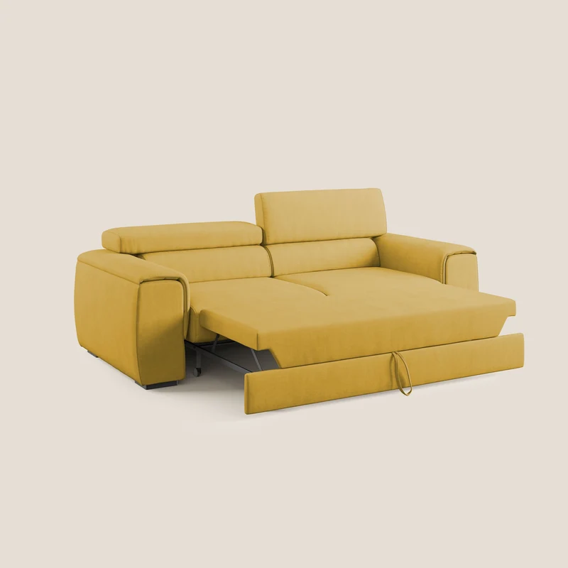 Zeno canapé linéaire avec pouf extractible en tissu doux imperméable T02 jaune