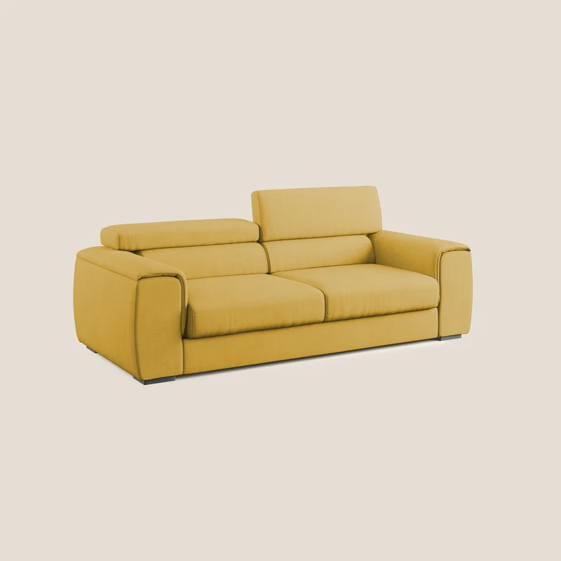 Zeno canapé linéaire avec pouf extractible en tissu doux imperméable T02 jaune
