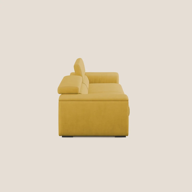 Zeno canapé linéaire avec pouf extractible en tissu doux imperméable T02 jaune