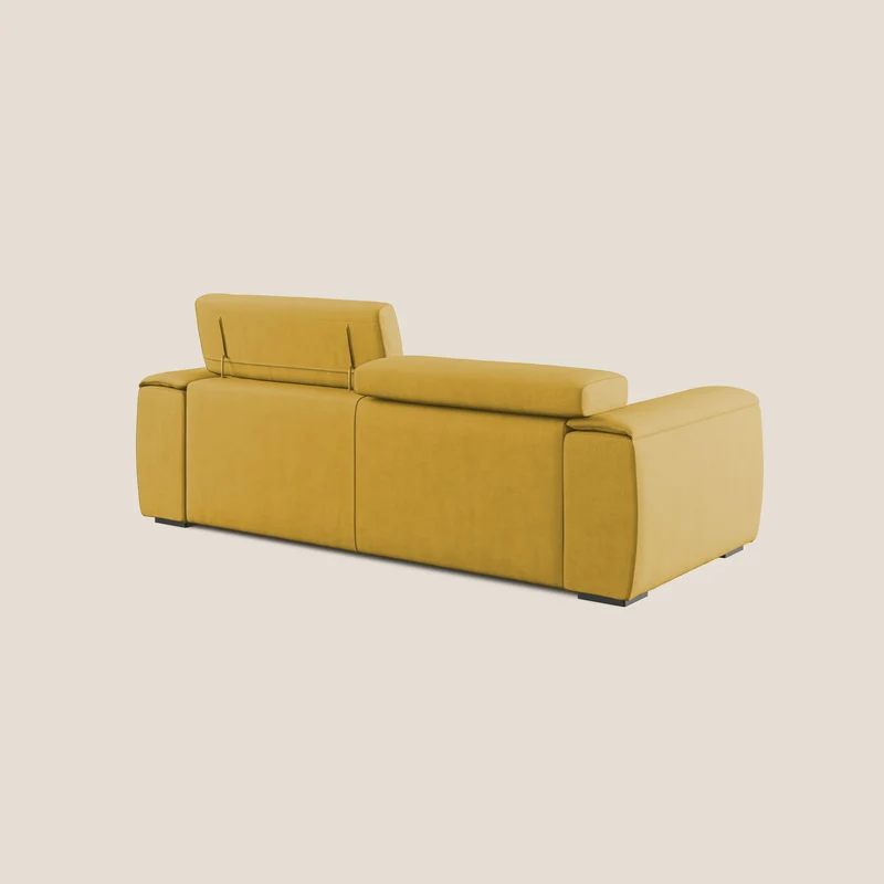 Zeno canapé linéaire avec pouf extractible en tissu doux imperméable T02 jaune