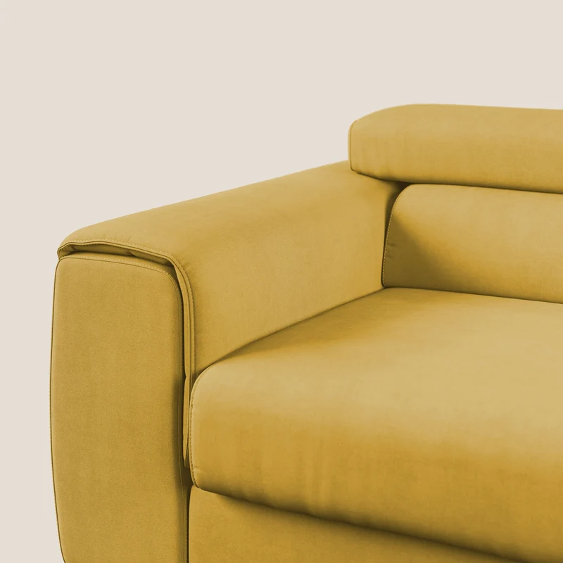 Zeno canapé linéaire avec pouf extractible en tissu doux imperméable T02 jaune