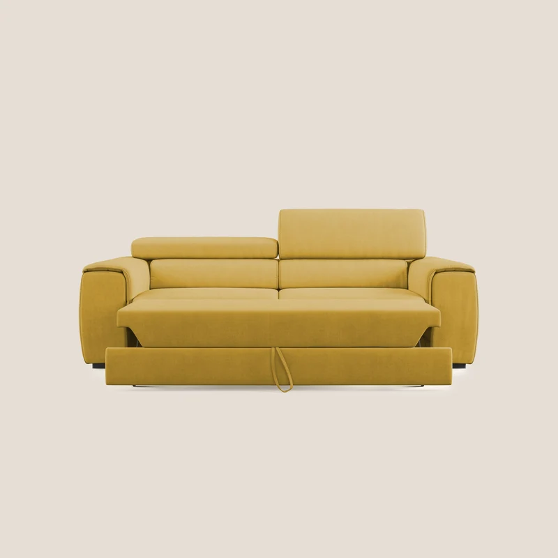 Zeno canapé linéaire avec pouf extractible en tissu doux imperméable T02 jaune