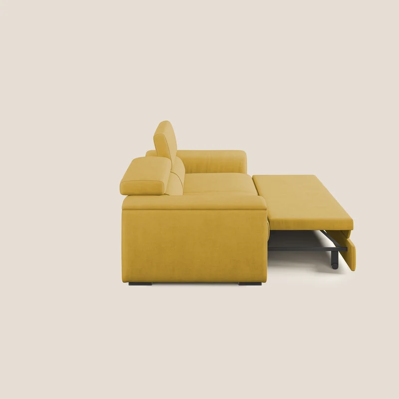 Zeno canapé linéaire avec pouf extractible en tissu doux imperméable T02 jaune
