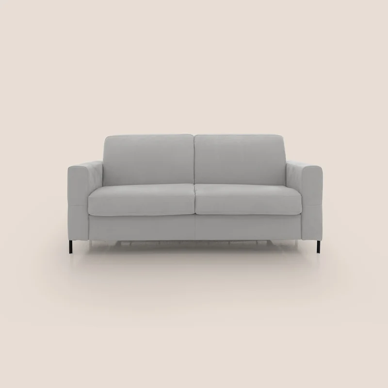 Ortensia canapé convertible matelas H 18cm et pieds hauts en élégante microfibre détachable T11 gris clair