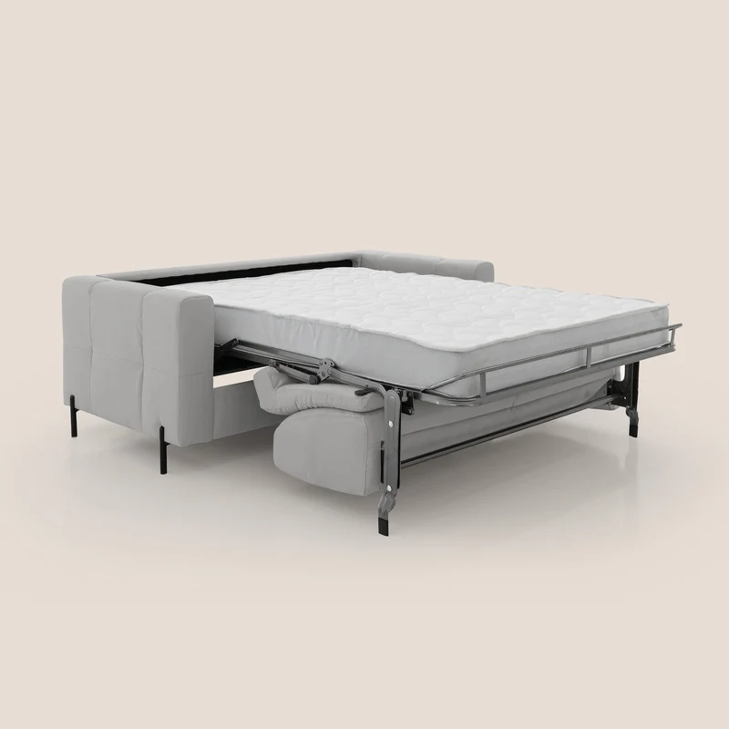 Ortensia canapé convertible matelas H 18cm et pieds hauts en élégante microfibre détachable T11 gris clair