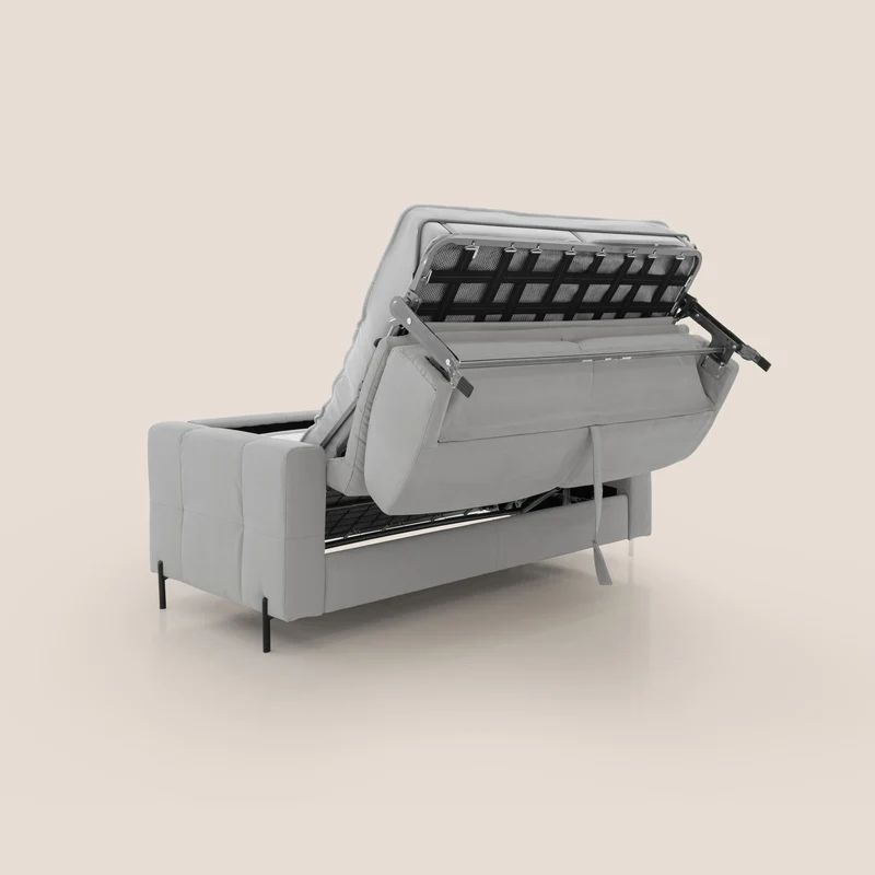 Ortensia canapé convertible matelas H 18cm et pieds hauts en élégante microfibre détachable T11 gris clair