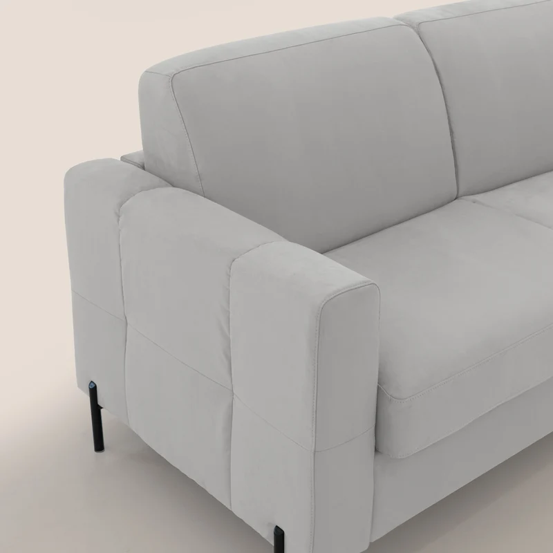Ortensia canapé convertible matelas H 18cm et pieds hauts en élégante microfibre détachable T11 gris clair
