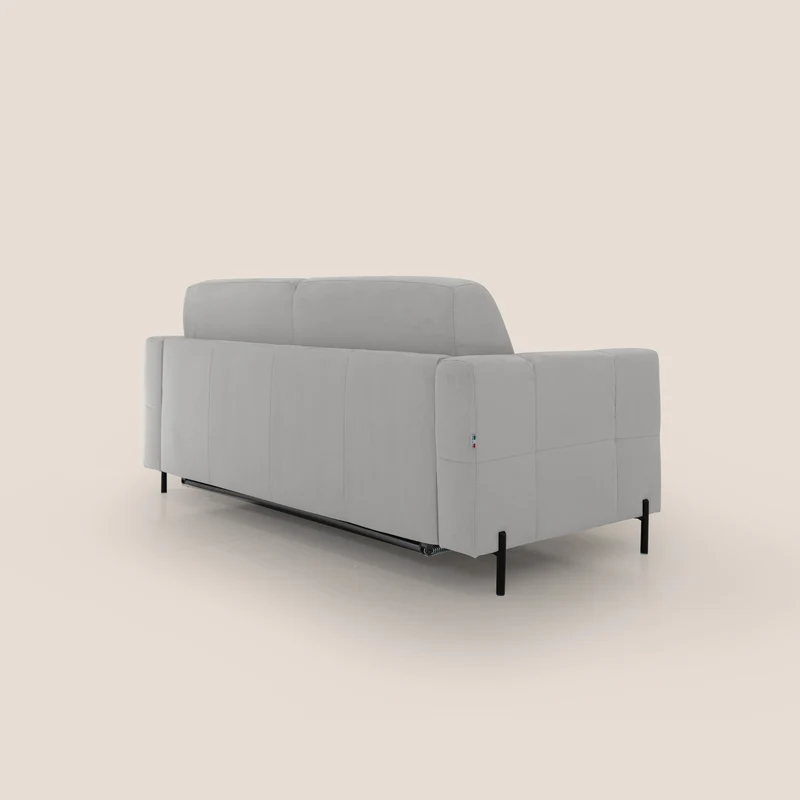 Ortensia canapé convertible matelas H 18cm et pieds hauts en élégante microfibre détachable T11 gris clair