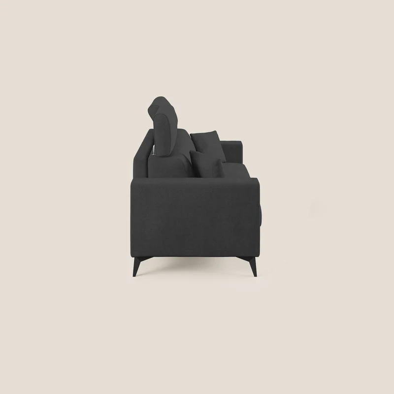 Pegaso canapé convertible avec têtières inclinables en tissu doux imperméable T02 noir