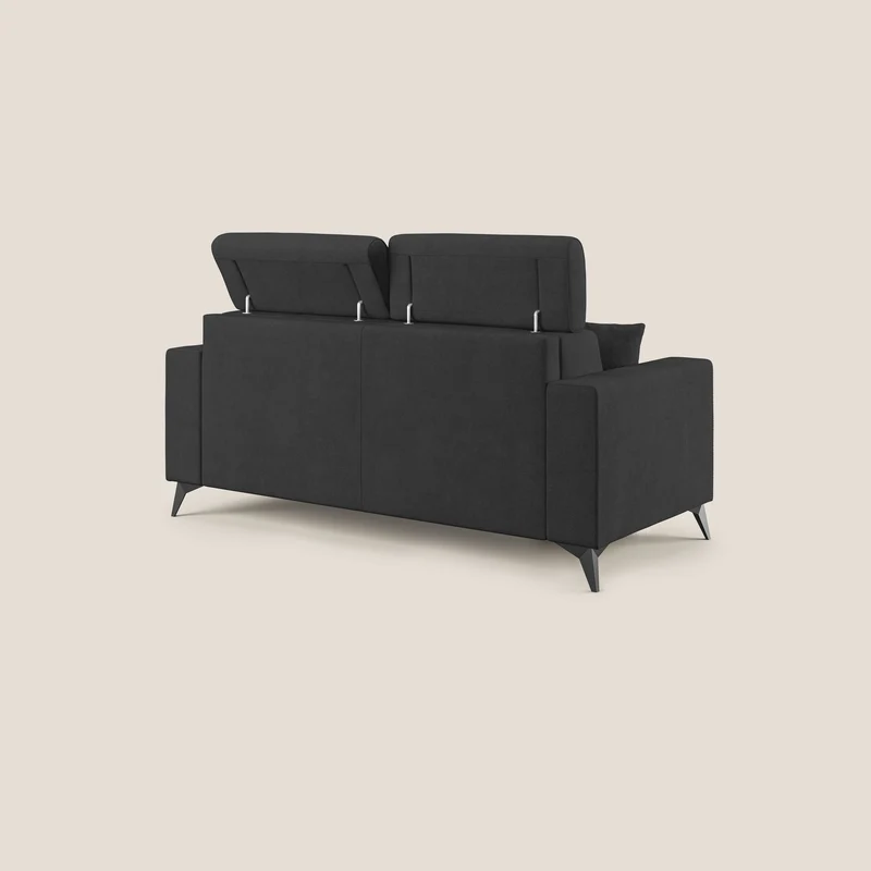 Pegaso canapé convertible avec têtières inclinables en tissu doux imperméable T02 noir