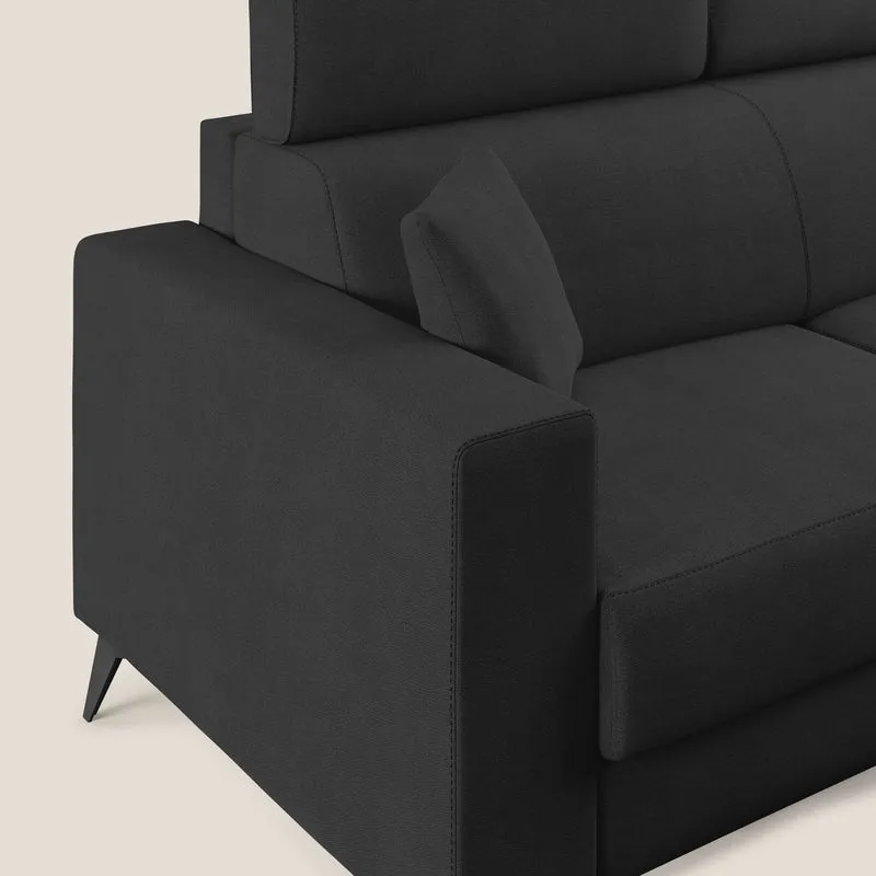 Pegaso canapé convertible avec têtières inclinables en tissu doux imperméable T02 noir