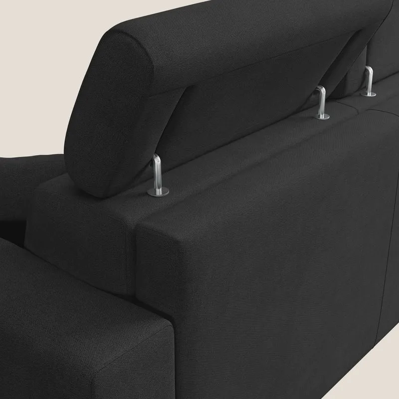 Pegaso canapé convertible avec têtières inclinables en tissu doux imperméable T02 noir
