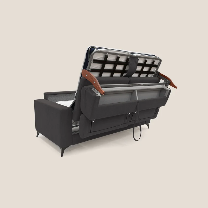 Pegaso canapé convertible avec têtières inclinables en tissu doux imperméable T02 noir