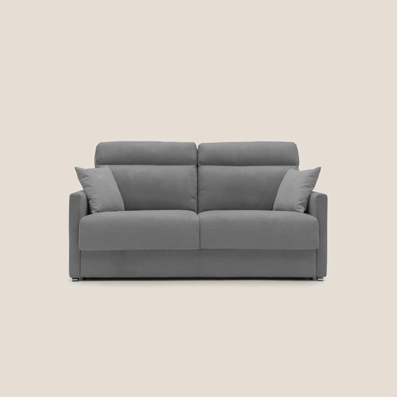 Margot canapé convertible au dossier haut et moelleux en tissu doux imperméable T02 gris
