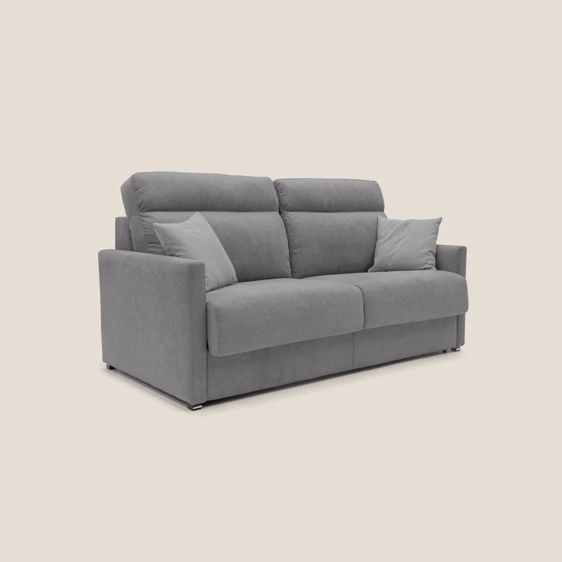 Margot canapé convertible au dossier haut et moelleux en tissu doux imperméable T02 gris