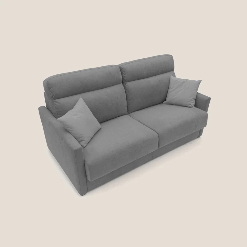 Margot canapé convertible au dossier haut et moelleux en tissu doux imperméable T02 gris