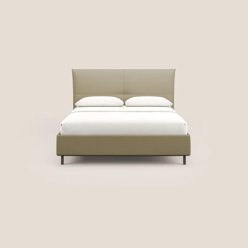 Izumi Lit rembourré avec coffre et pieds hauts en tissu détachable T05 camel