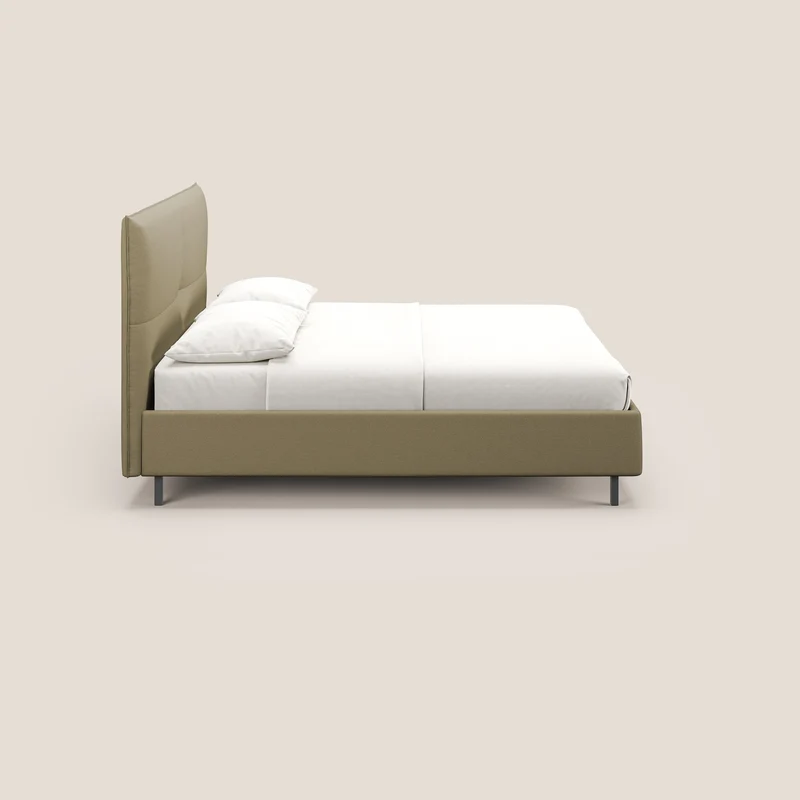 Izumi Lit rembourré avec coffre et pieds hauts en tissu détachable T05 camel