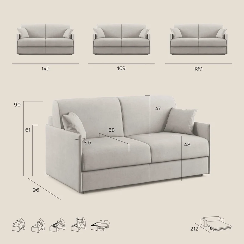 Evans Canapé convertible en tissu imperméable T13 Taupe tortora