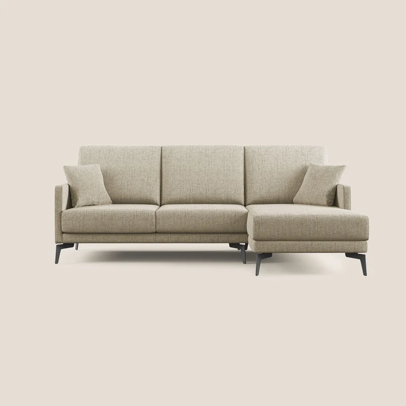 Saturno canapé d'angle moderne en tissu doux imperméable T03 beige