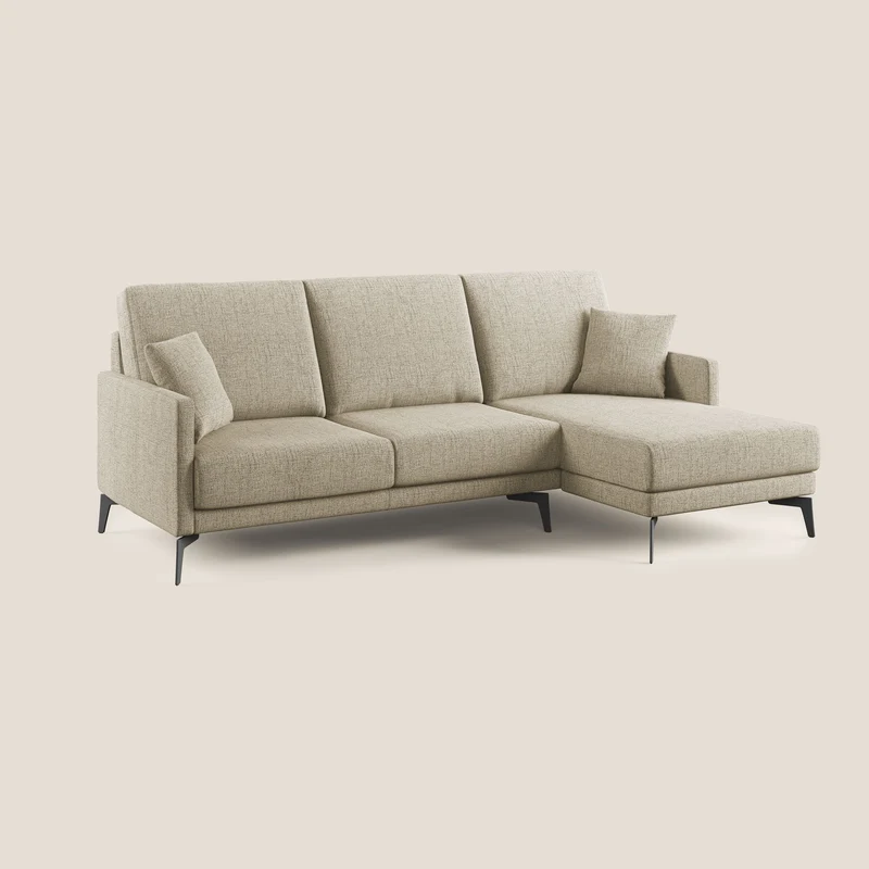Saturno canapé d'angle moderne en tissu doux imperméable T03 beige