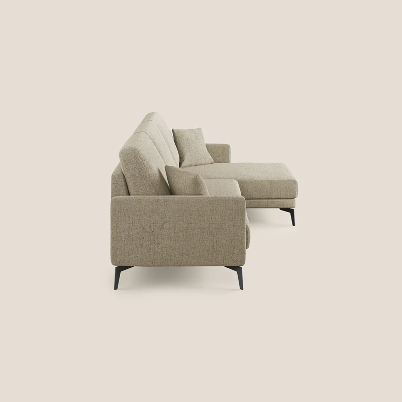 Saturno canapé d'angle moderne en tissu doux imperméable T03 beige