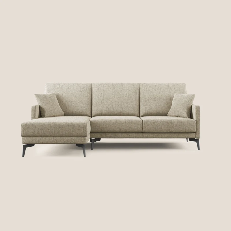 Saturno canapé d'angle moderne en tissu doux imperméable T03 beige