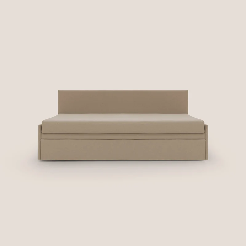 Naviglio Canapé duplex avec lits jumeaux et tissu effet coton imperméable T13 beige