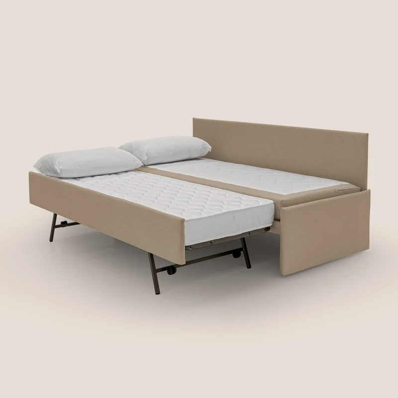 Naviglio Canapé duplex avec lits jumeaux et tissu effet coton imperméable T13 beige
