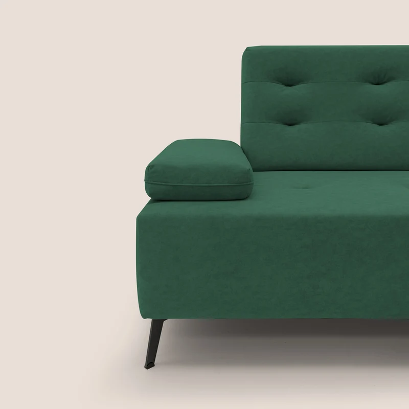 Lugano Canapé d'angle avec dossiers coulissants en velours doux T09 vert