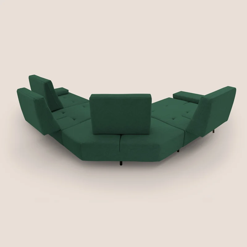 Lugano Canapé d'angle avec dossiers coulissants en velours doux T09 vert