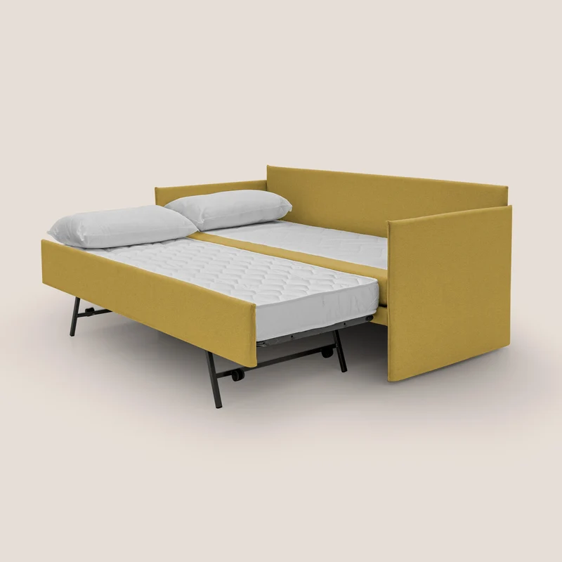 Brera Canapé duplex avec lits jumeaux et tissu effet coton imperméable T13 jaune