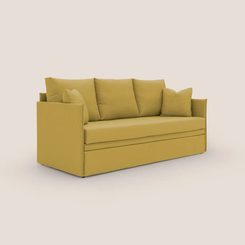Brera Canapé duplex avec lits jumeaux et tissu effet coton imperméable T13 jaune