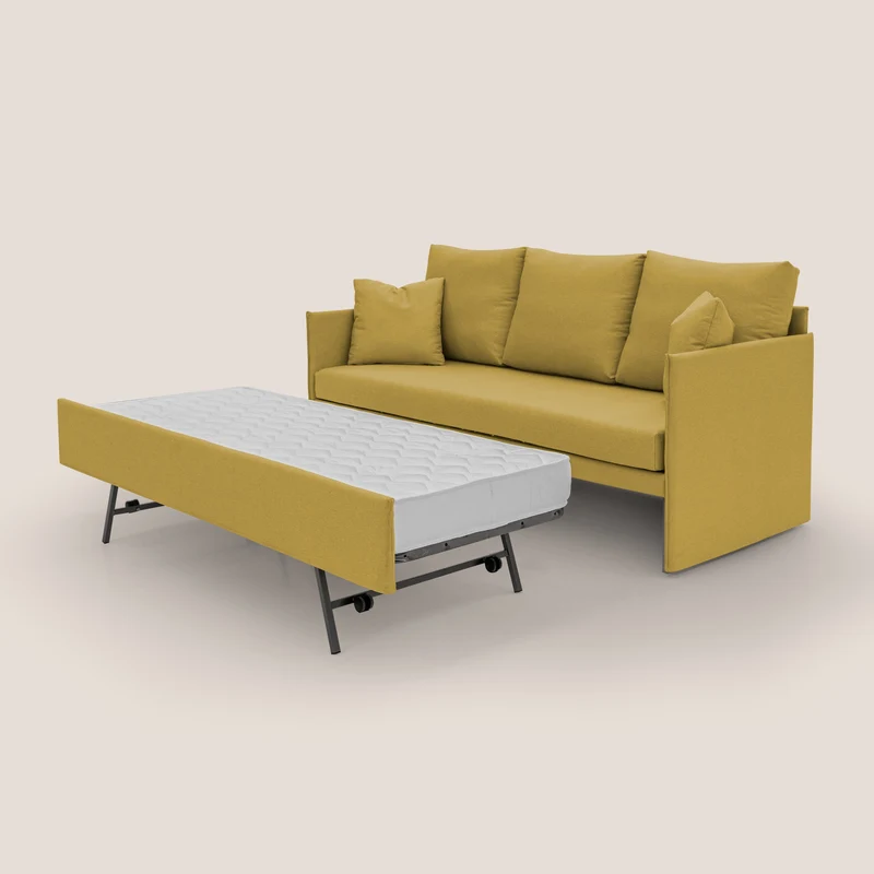Brera Canapé duplex avec lits jumeaux et tissu effet coton imperméable T13 jaune