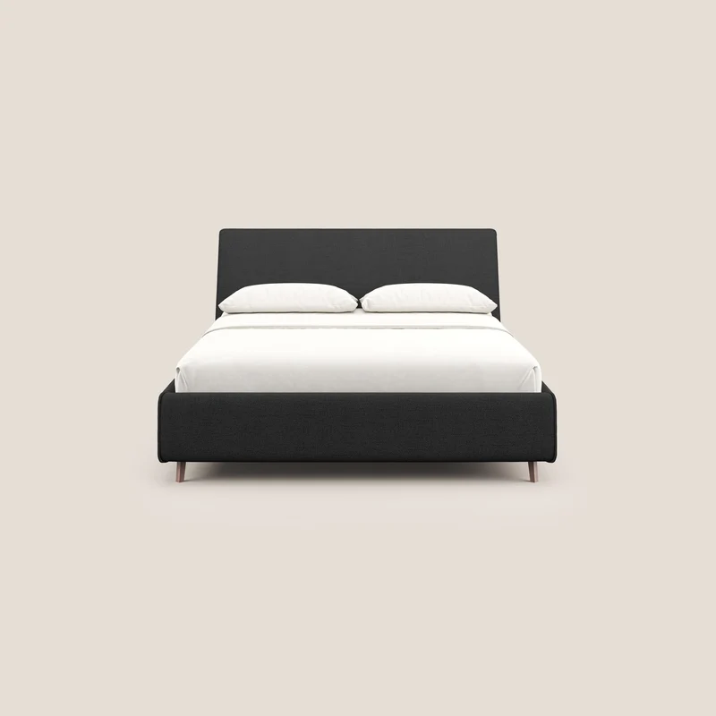 Justin lit rembourré avec coffre et déhoussable en tissu flammé imperméable T03 anthracite
