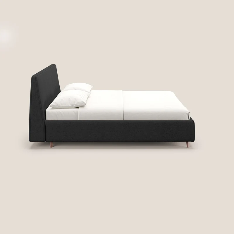 Justin lit rembourré avec coffre et déhoussable en tissu flammé imperméable T03 anthracite