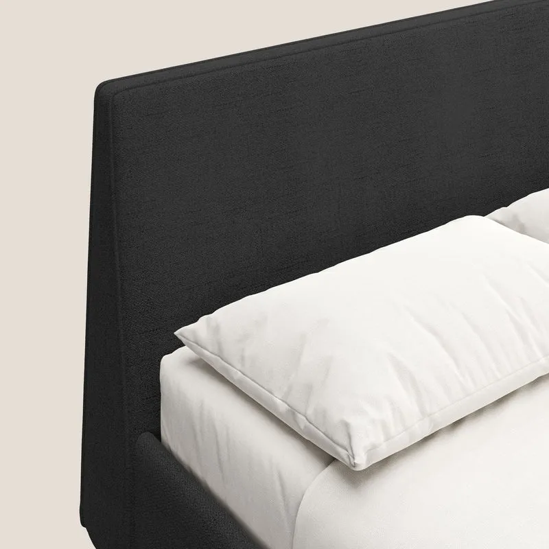 Justin lit rembourré avec coffre et déhoussable en tissu flammé imperméable T03 anthracite