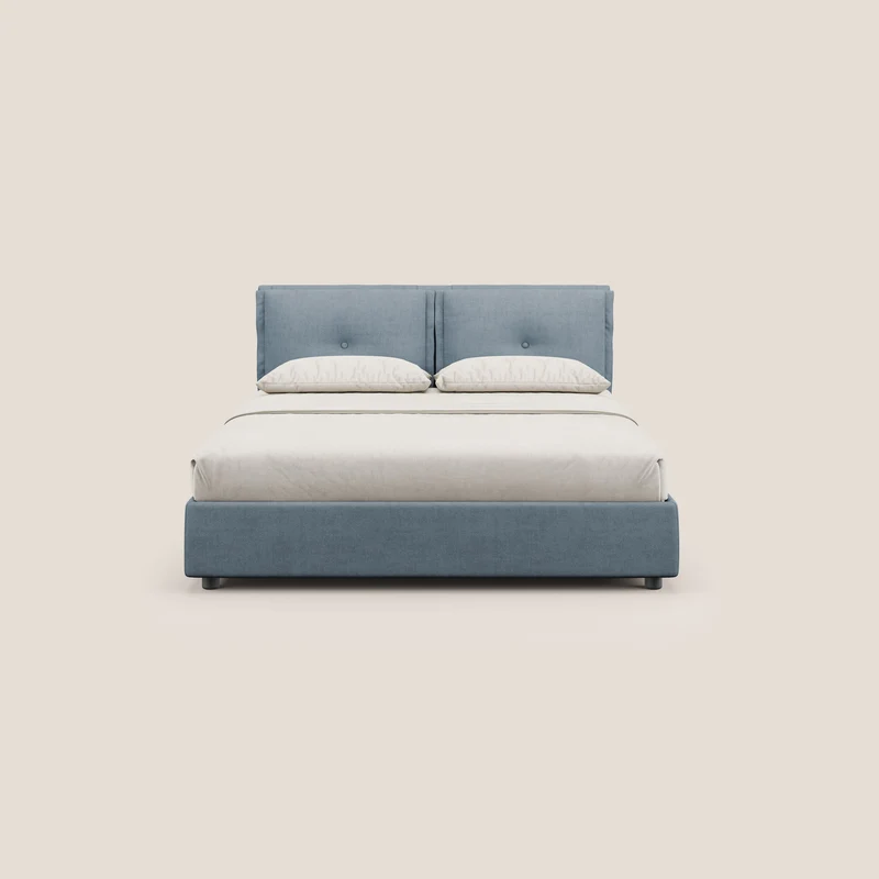 Travis lit coffre avec coussins capitonnés amovibles en tissu imperméable T02 bleu gris
