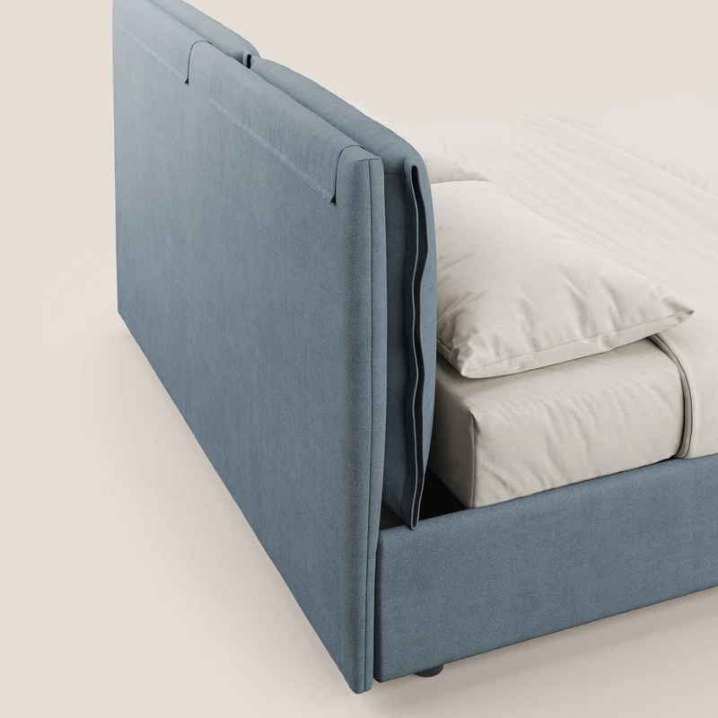 Travis lit coffre avec coussins capitonnés amovibles en tissu imperméable T02 bleu gris