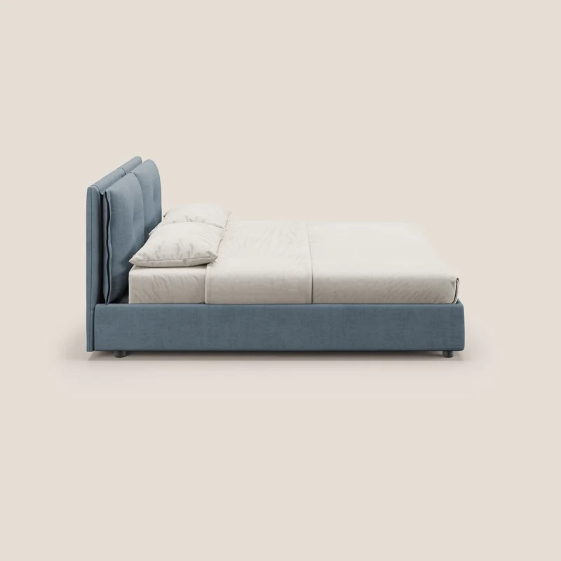 Travis lit coffre avec coussins capitonnés amovibles en tissu imperméable T02 bleu gris