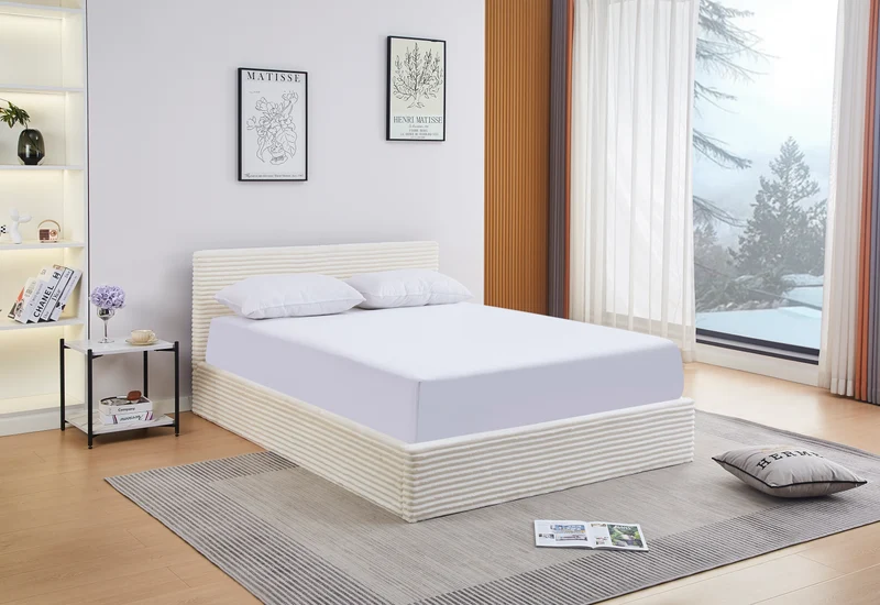 Lit Coffre Maia Ecru – Tissu Côtelé