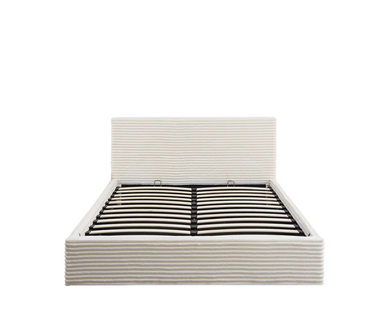 Lit Coffre Maia Ecru – Tissu Côtelé
