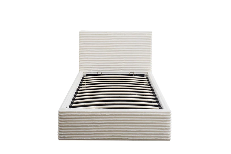 Lit Coffre Maia Ecru – Tissu Côtelé