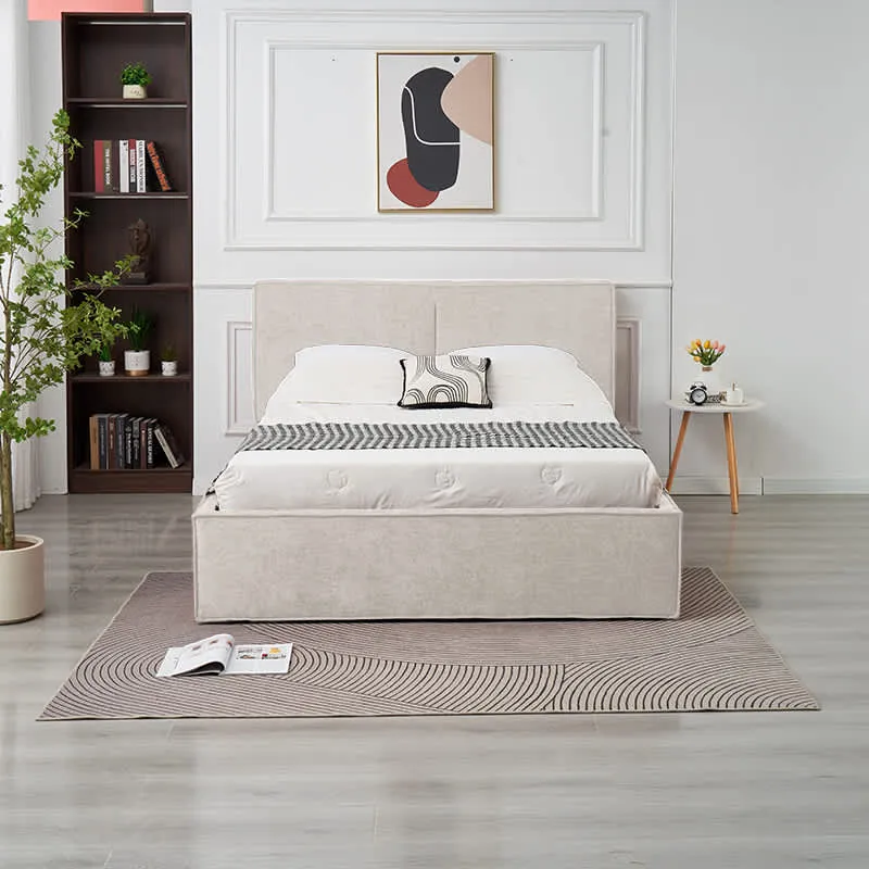 Lit Coffre Olivia Beige – Tissu Chenille