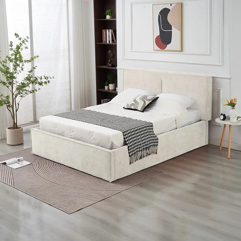 Lit Coffre Olivia Beige – Tissu Chenille