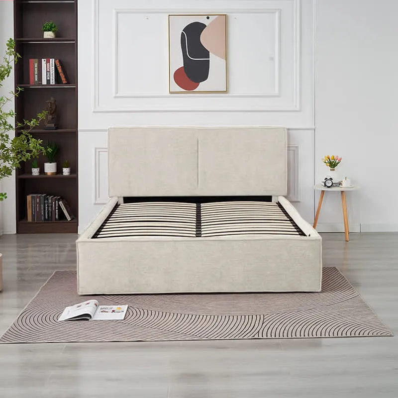 Lit Coffre Olivia Beige – Tissu Chenille