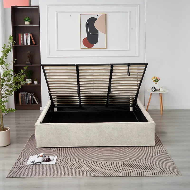 Lit Coffre Olivia Beige – Tissu Chenille