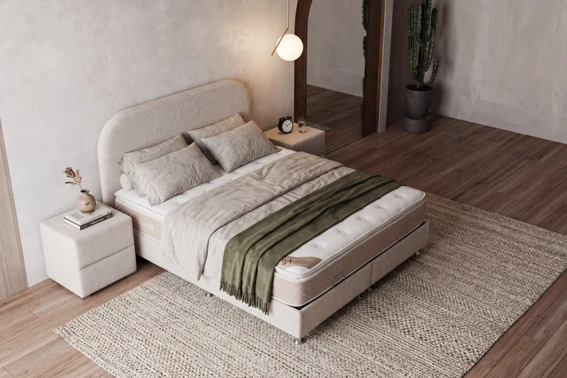 Lit Coffre EDA Blanc Cassé - Chenille